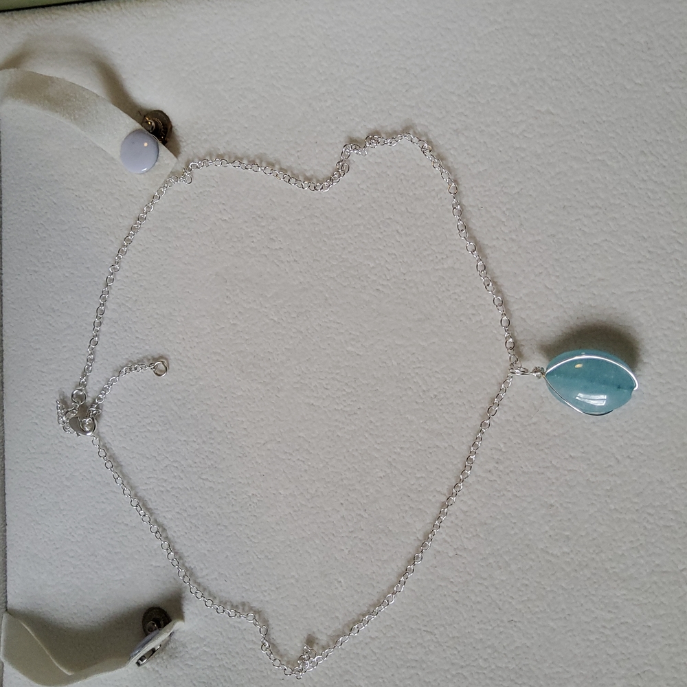 Sterling Silver Aquamarine Necklace 18"